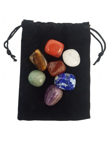 Tasche mit 7 gerollten Steinen für die Chakras