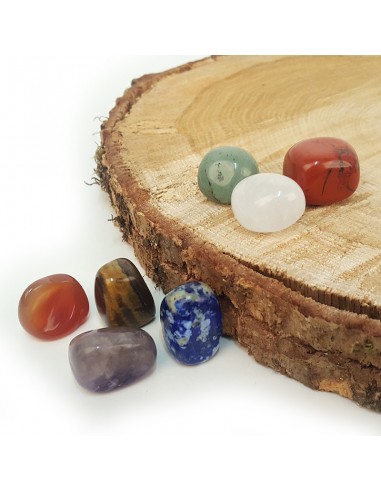 Tasche mit 7 gerollten Steinen für die Chakras