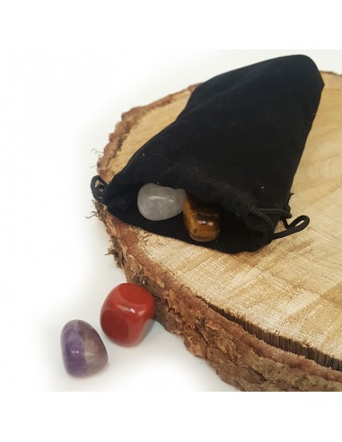Tasche mit 7 gerollten Steinen für die Chakras