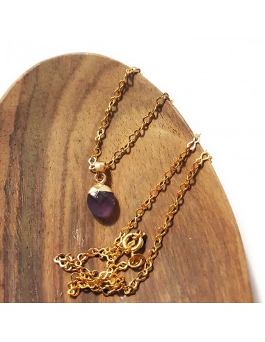 Halskette mit facettiertem Tropfenanhänger - Amethyst
