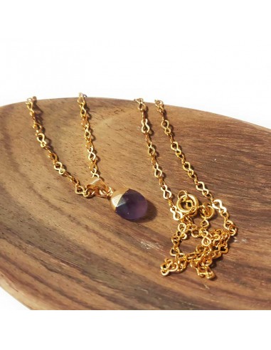 Halskette mit facettiertem Tropfenanhänger - Amethyst