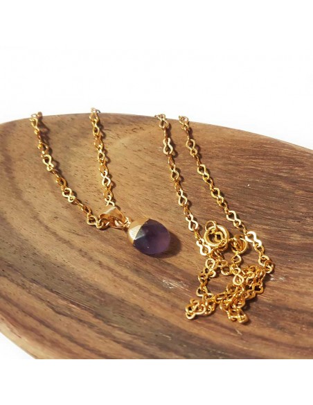 Ketting met facetgeslepen druppelhanger - Amethist