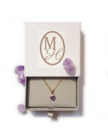 Halskette mit facettiertem Tropfenanhänger - Amethyst