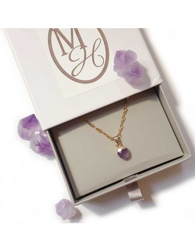 Halskette mit facettiertem Tropfenanhänger - Amethyst