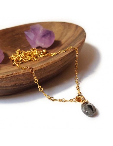 Necklace with faceted teardrop pendant - Labradorite