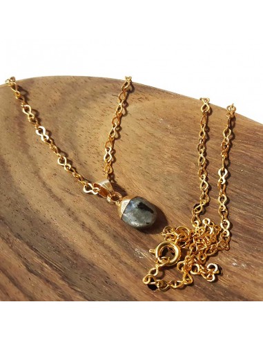 Ketting met facetgeslepen druppelhanger - Labradoriet