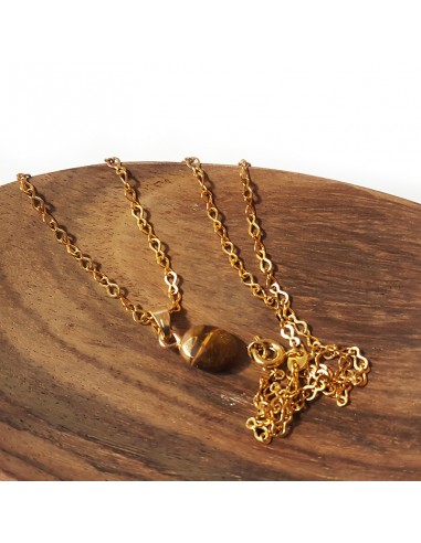 Necklace with faceted teardrop pendant - Tiger eye
