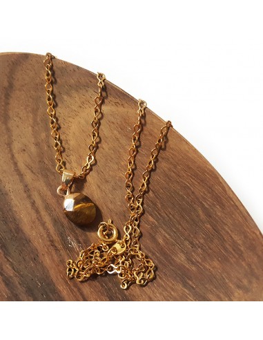 Necklace with faceted teardrop pendant - Tiger eye