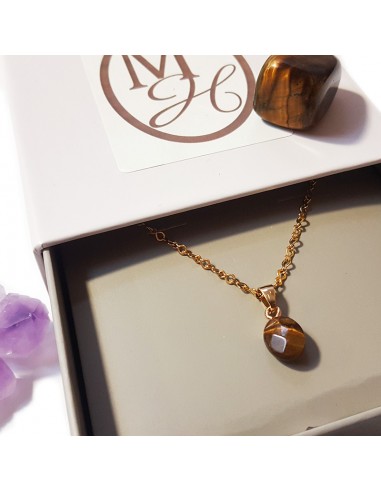 Ketting met facetgeslepen druppelhanger - Tijgeroog