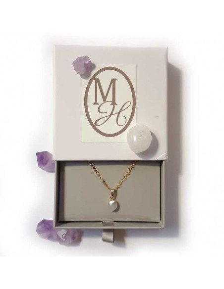 Ketting met facetgeslepen druppelhanger - Bergkristal