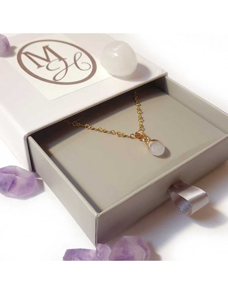 Collier avec pendentif larme facettée - Cristal de roche