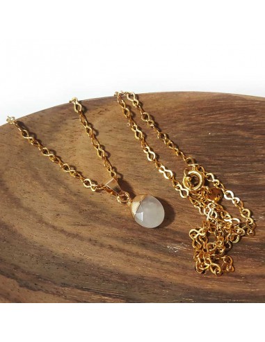 Collier avec pendentif larme facettée - Cristal de roche