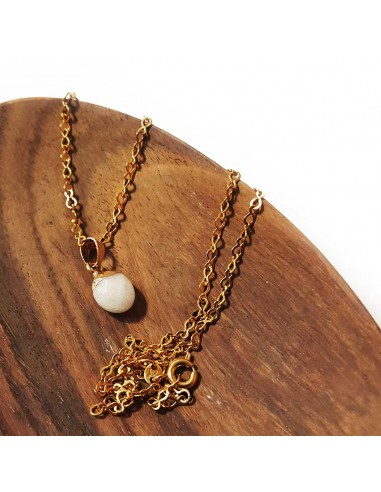 Ketting met gefacetteerde druppelvormige hanger - Witte Jaspis