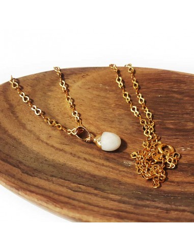 Ketting met gefacetteerde druppelvormige hanger - Witte Jaspis