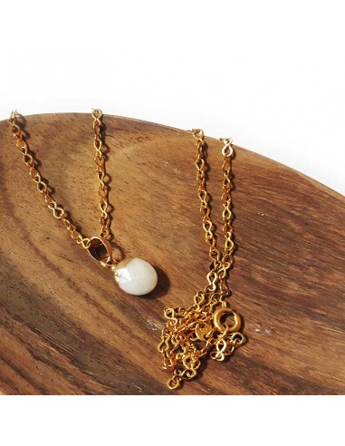 Ketting met gefacetteerde druppelvormige hanger - Witte Jaspis