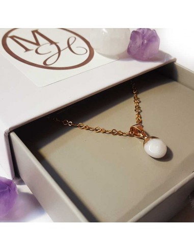 Necklace with faceted teardrop pendant - White Jasper