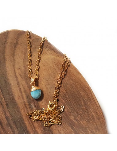 Ketting met gefacetteerde druppelvormige hanger - Blauwe Jaspis