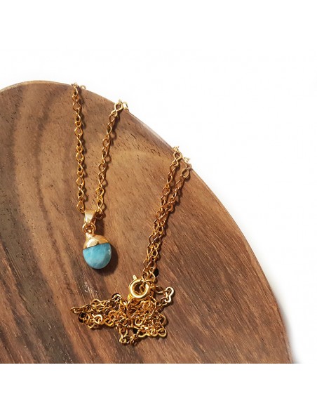 Necklace with faceted teardrop pendant - Blue Jasper