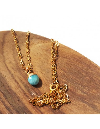 Collier avec pendentif larme facettée - Jaspe bleu