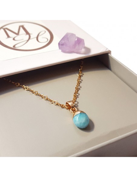 Necklace with faceted teardrop pendant - Blue Jasper