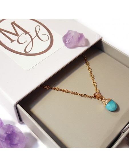 Necklace with faceted teardrop pendant - Blue Jasper