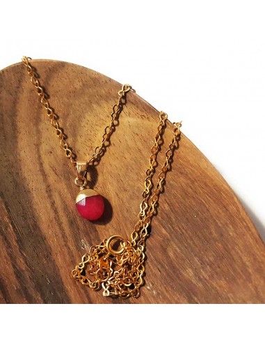Necklace with faceted teardrop pendant - Red Jasper