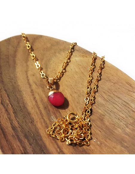 Necklace with faceted teardrop pendant - Red Jasper