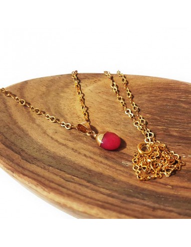 Ketting met facetgeslepen druppelhanger - Rode Jaspis