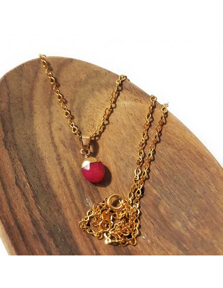 Collier avec pendentif larme facettée - Jaspe rouge