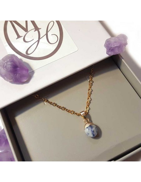 Necklace with faceted teardrop pendant - Sodalite