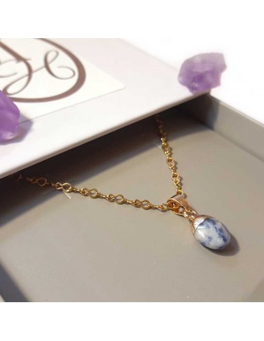 Ketting met facetgeslepen druppelhanger - Sodaliet