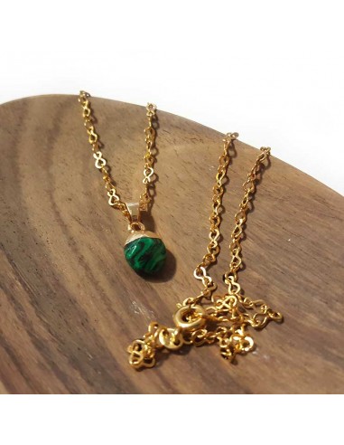 Necklace with faceted teardrop pendant - Synthetic Malachite