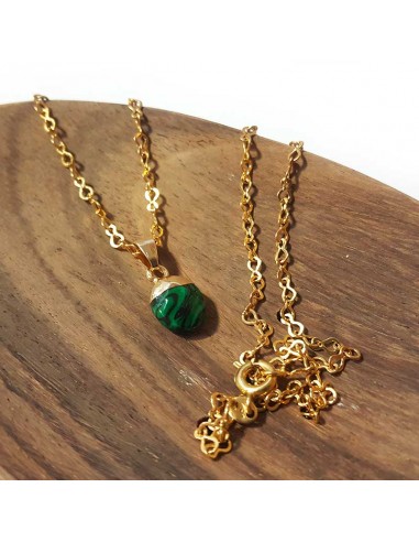 Necklace with faceted teardrop pendant - Synthetic Malachite
