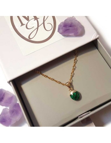 Collier avec pendentif larme facettée - Malachite synthétique