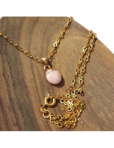 Ketting met gefacetteerde druppelvormige hanger - Roze Jaspis