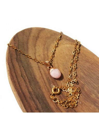 Ketting met gefacetteerde druppelvormige hanger - Roze Jaspis