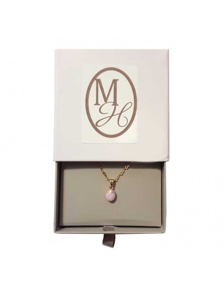 Necklace with faceted teardrop pendant - Pink Jasper