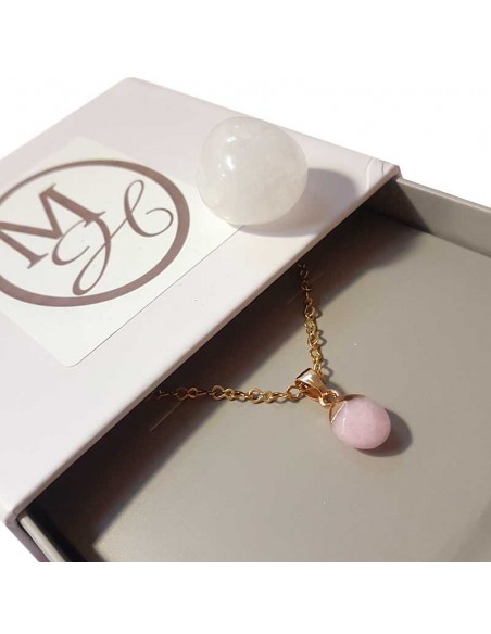 Necklace with faceted teardrop pendant - Pink Jasper