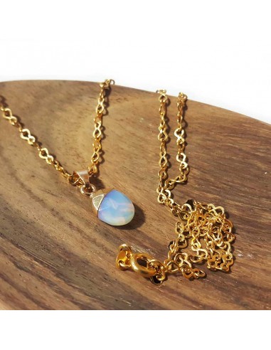 Ketting met facetgeslepen druppelhanger - Opaline