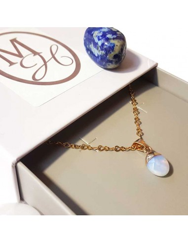 Necklace with faceted teardrop pendant - Opaline