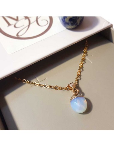 Collier avec pendentif larme facettée - Opaline