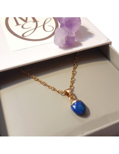 Halskette mit Anhänger mit facettierter Träne - Lapis-lazuli