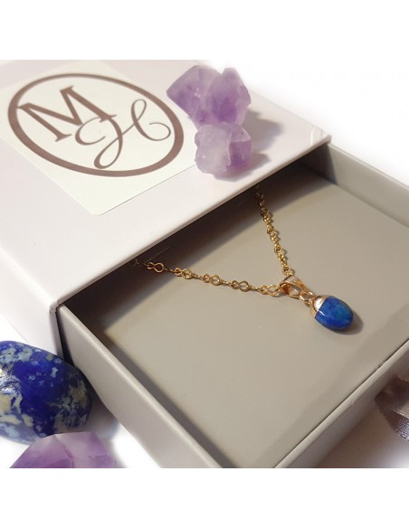 Halsketting met facetgeslepen druppelhanger - Lapis lazuli