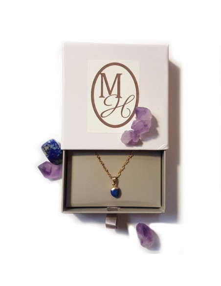 Halsketting met facetgeslepen druppelhanger - Lapis lazuli