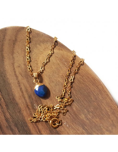 Halskette mit Anhänger mit facettierter Träne - Lapis-lazuli