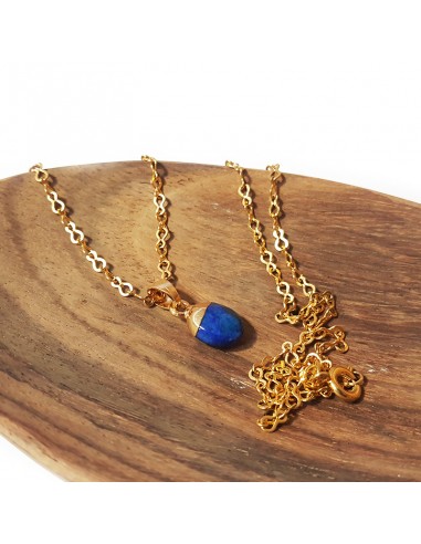 Collier avec pendentif larme facettée - Lapis-lazuli