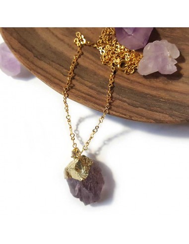 Necklace with rough stone pendant - Amethyst