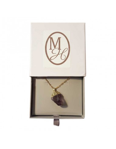 Ketting met hanger van ruwe steen - Amethist