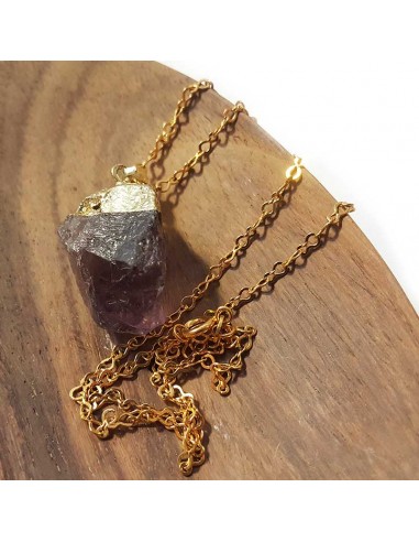 Halskette mit Anhänger aus rauem Stein - Amethyst
