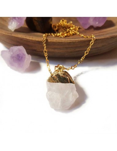Necklace with raw stone pendant - Rock crystal